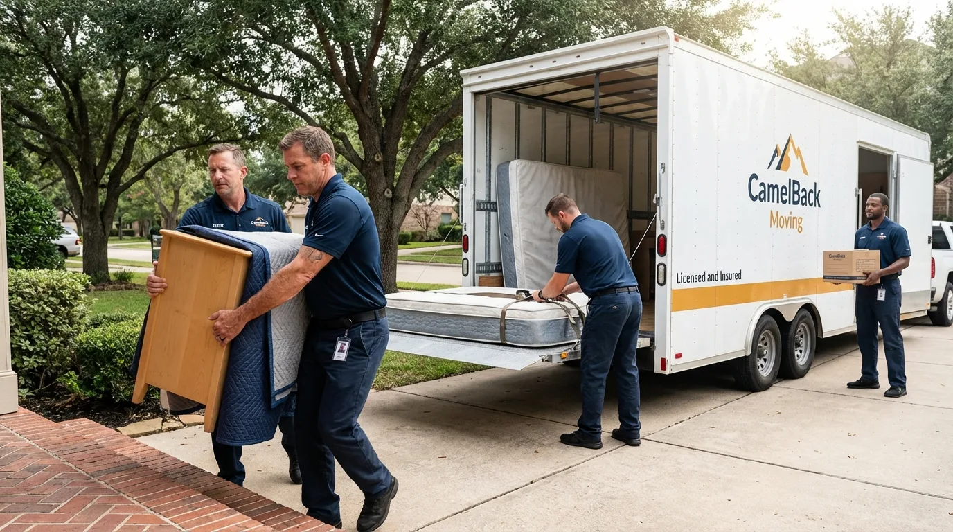 Crew loading residential truck for cross-state move from Madbury, NH
